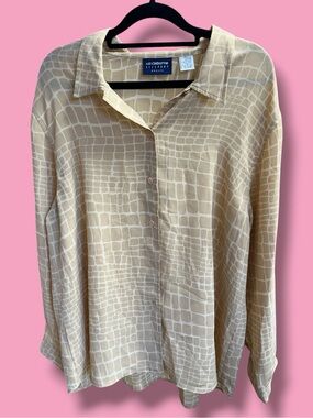 Liz Claiborne Beige Patterned Shirt